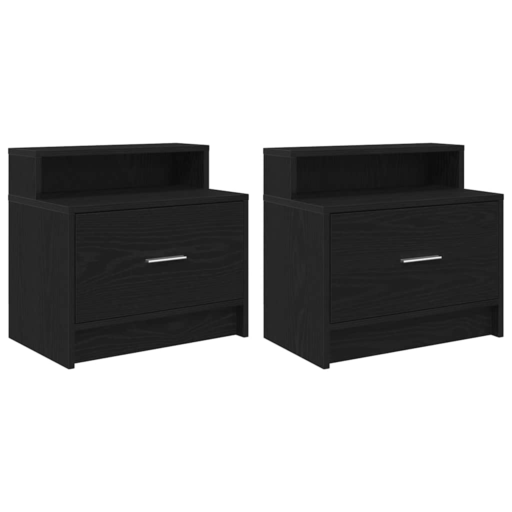 Tables de chevet avec tiroir 2 pcs chêne noir 51x31x47 cm - XIOS