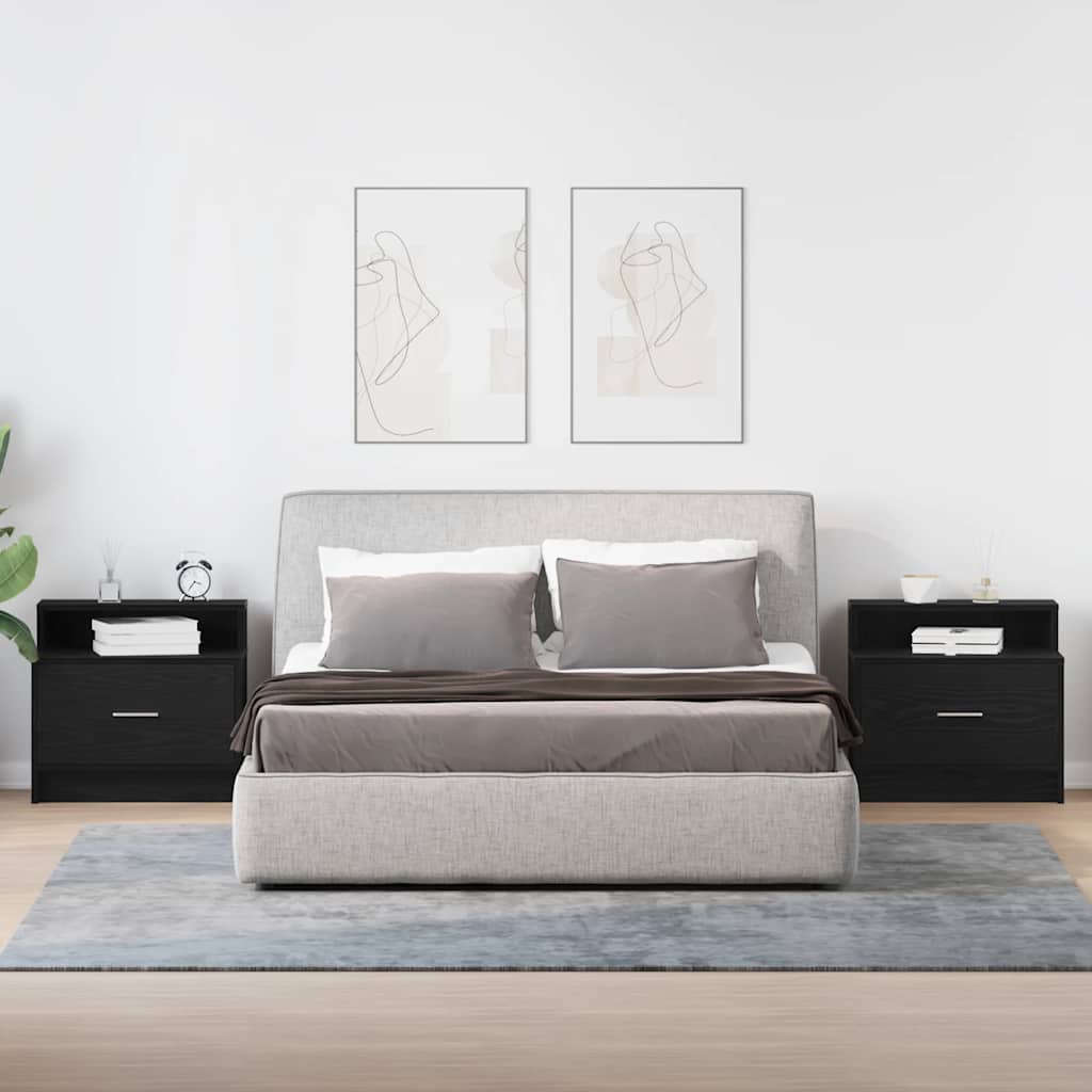 Tables de chevet avec tiroir 2 pcs chêne noir 51x31x47 cm - XIOS