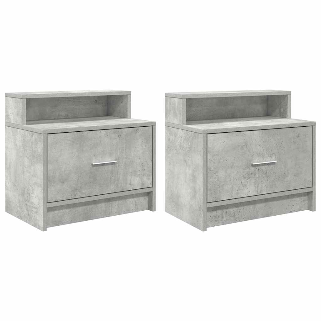 Tables de chevet avec tiroir 2 pcs gris béton 51x31x47 cm - XIOS