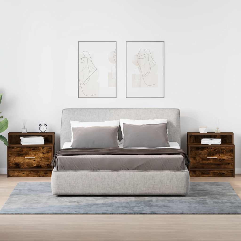 Tables de chevet avec tiroir 2 pcs chêne fumé 51x31x47 cm - XIOS