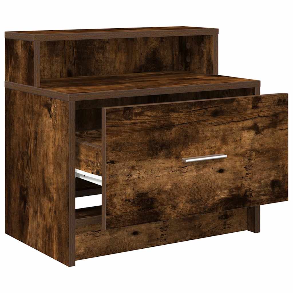 Tables de chevet avec tiroir 2 pcs chêne fumé 51x31x47 cm - XIOS