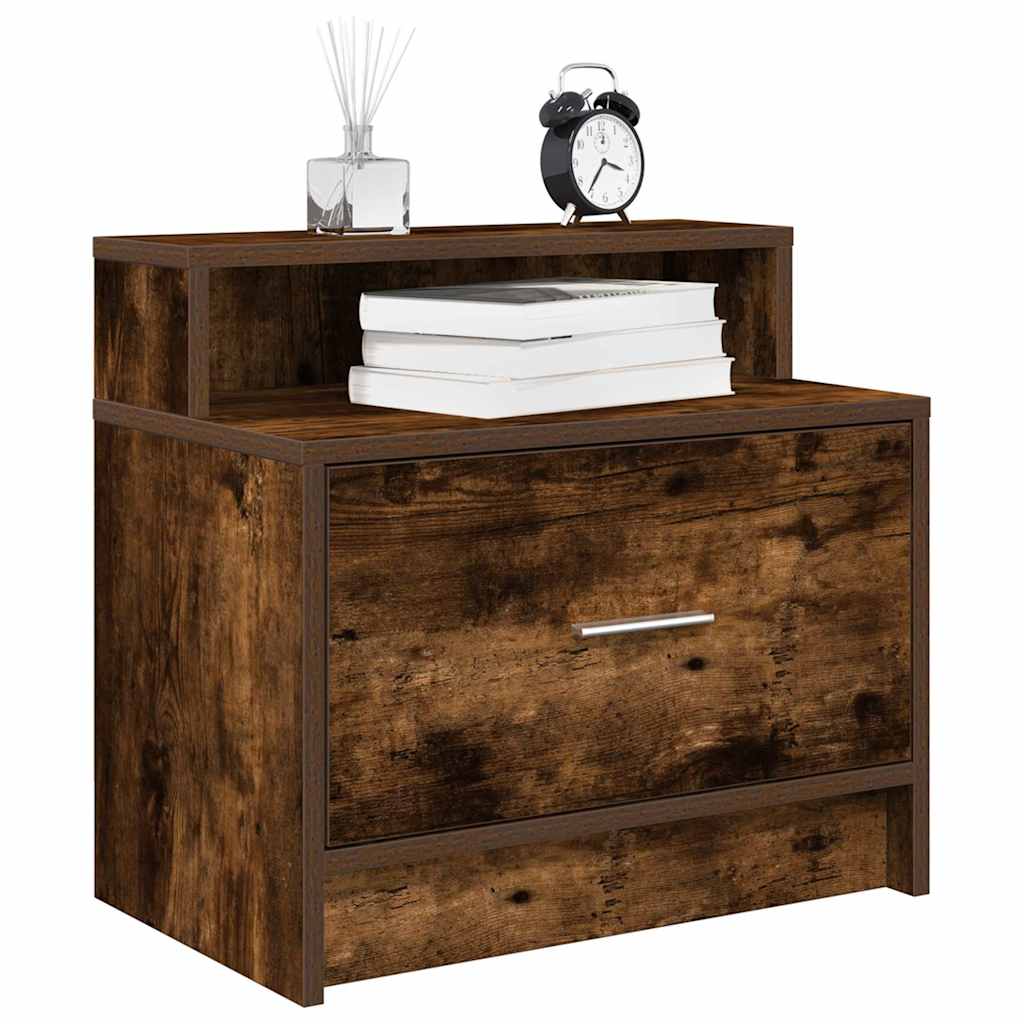 Tables de chevet avec tiroir 2 pcs chêne fumé 51x31x47 cm - XIOS
