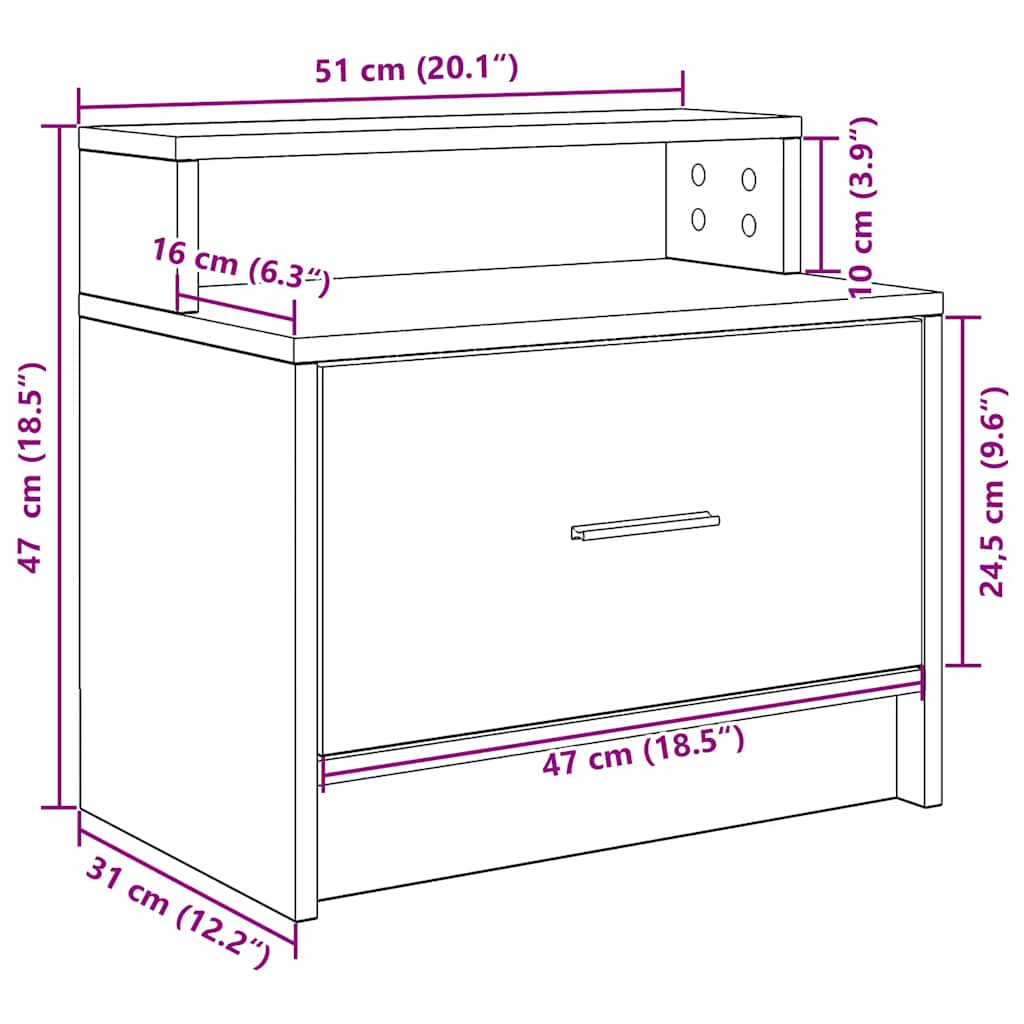 Tables de chevet avec tiroir 2 pcs vieux bois 51x31x47 cm - XIOS