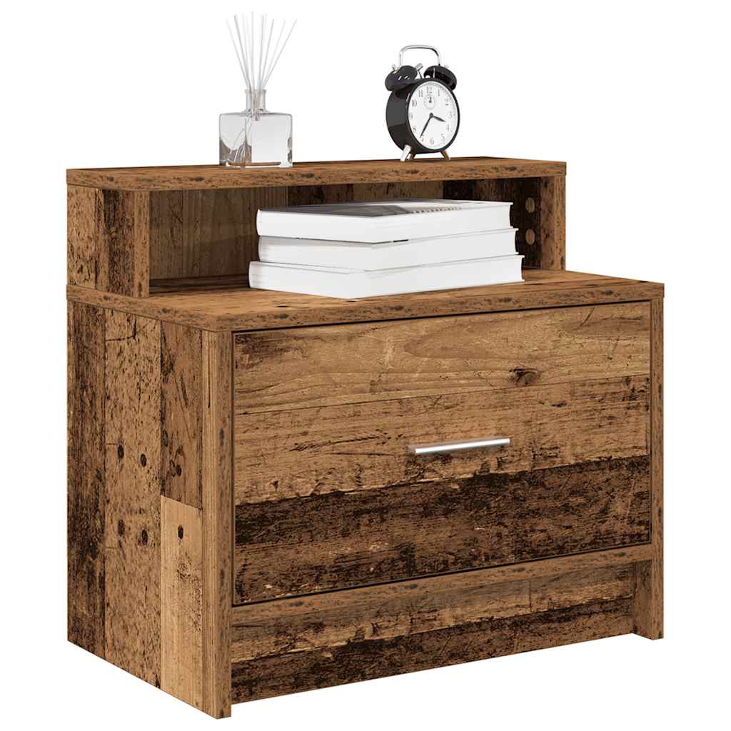 Tables de chevet avec tiroir 2 pcs vieux bois 51x31x47 cm - XIOS