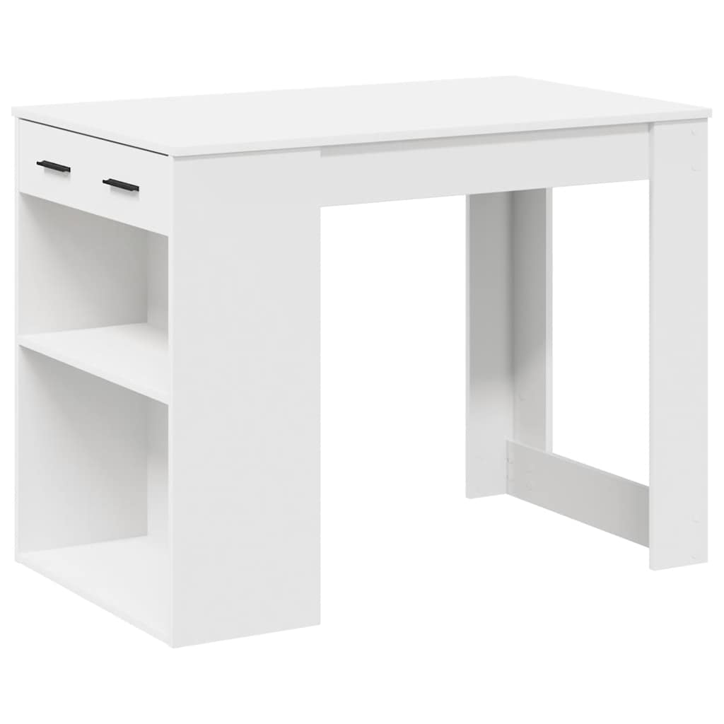 Bureau avec tiroir et étagère blanc bois d'ingénierie - XIOS