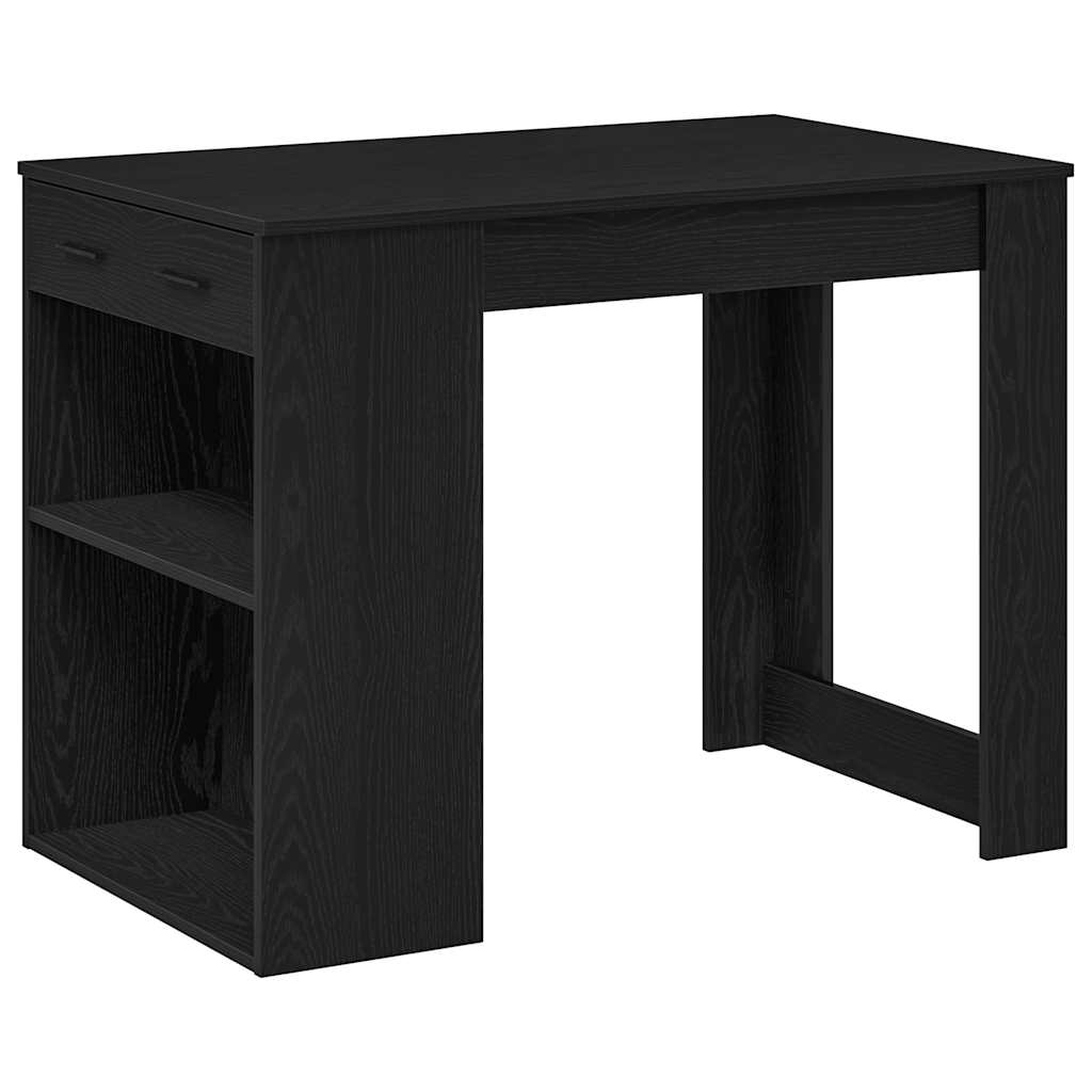 Bureau avec tiroir et étagère chêne noir bois d'ingénierie - XIOS