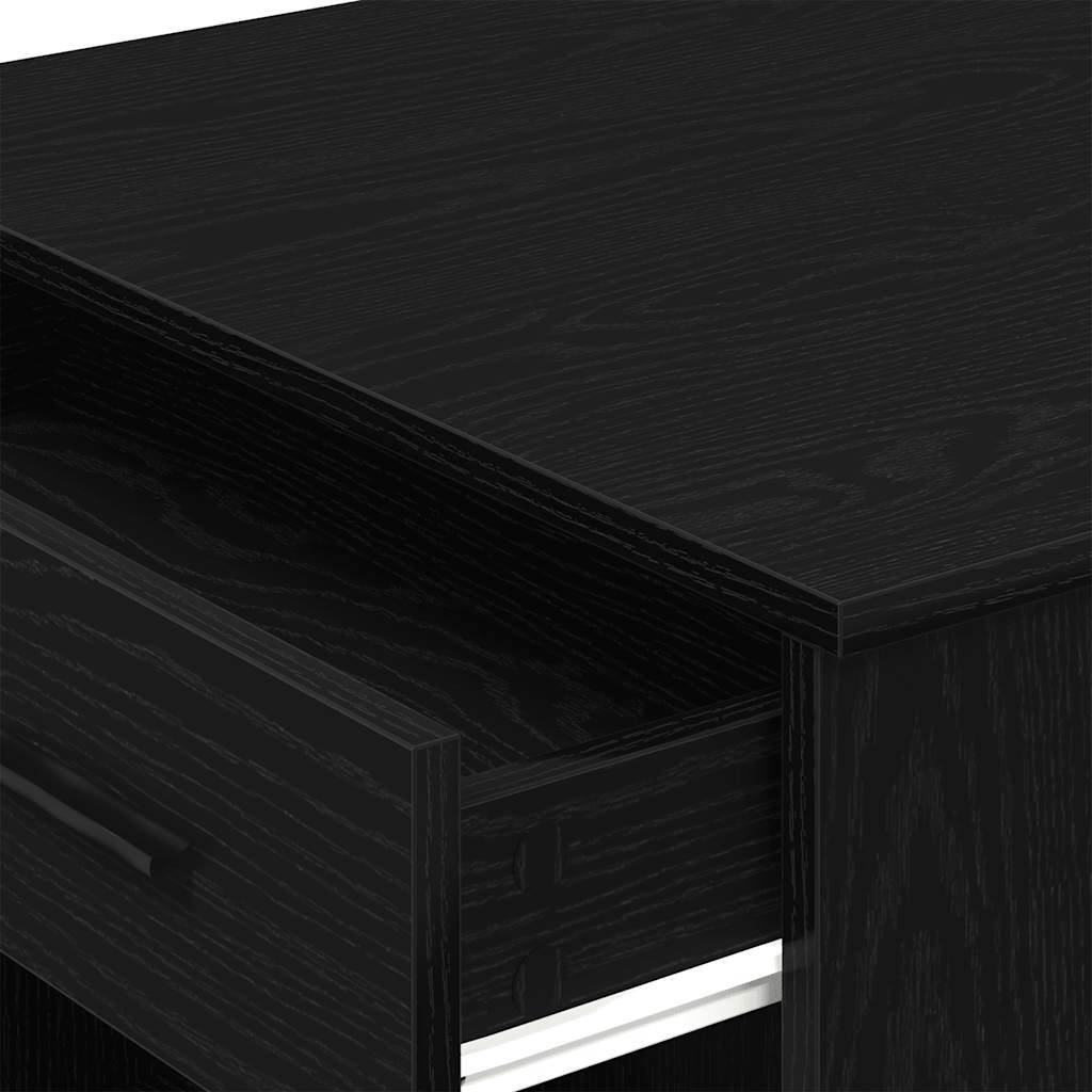 Bureau avec tiroir et étagère chêne noir bois d'ingénierie - XIOS