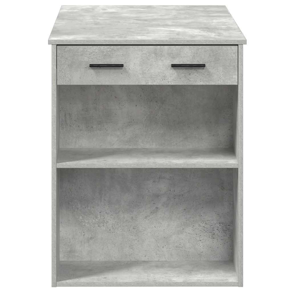 Bureau avec tiroir et étagère gris béton bois d'ingénierie - XIOS