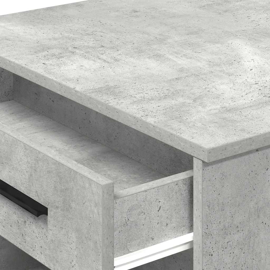 Bureau avec tiroir et étagère gris béton bois d'ingénierie - XIOS