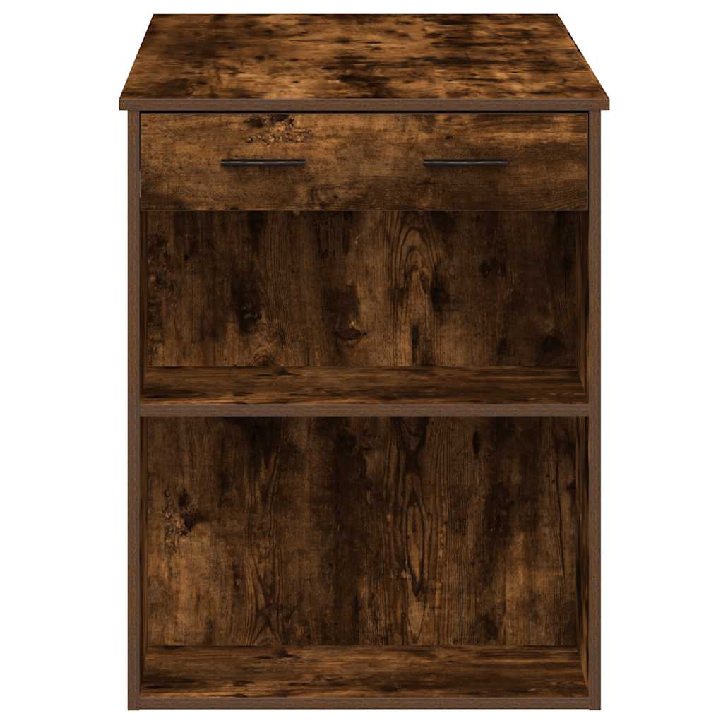 Bureau avec tiroir et étagère chêne fumé bois d'ingénierie - XIOS