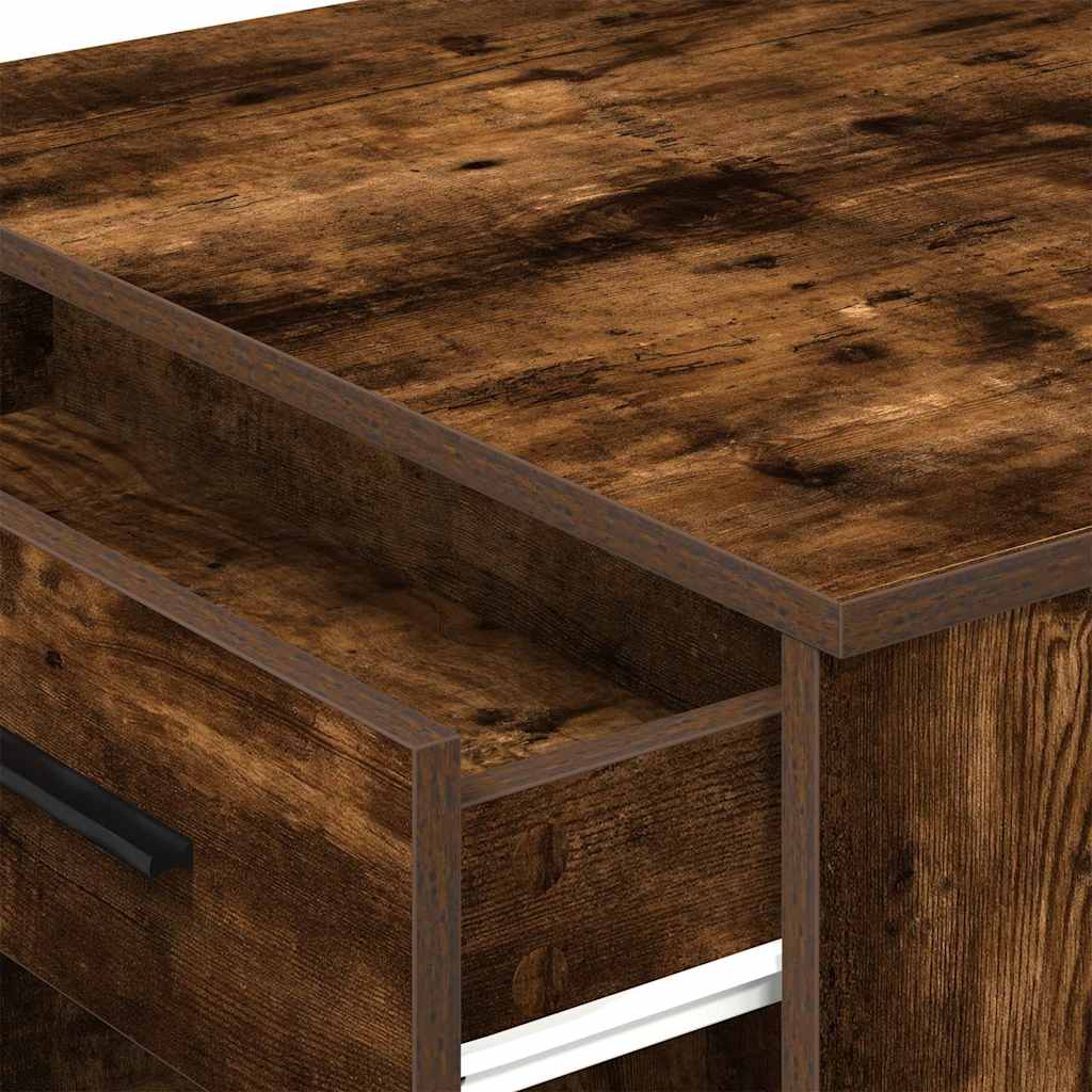 Bureau avec tiroir et étagère chêne fumé bois d'ingénierie - XIOS