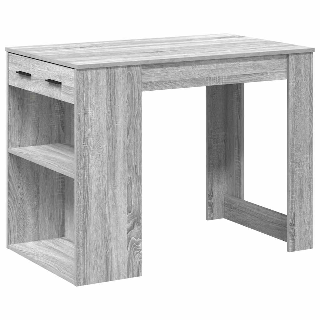 Bureau avec tiroir et étagère sonoma gris bois d'ingénierie - XIOS