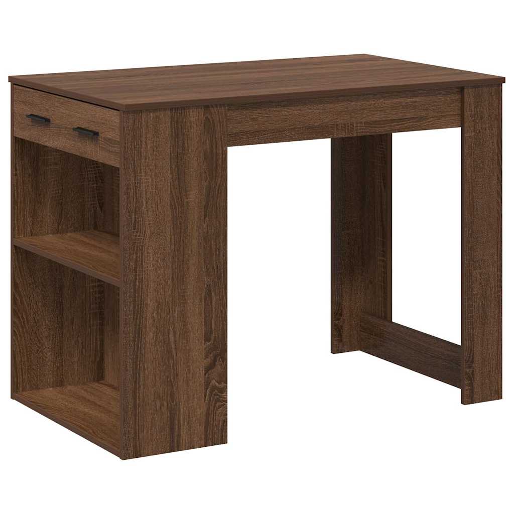 Bureau avec tiroir et étagère chêne marron bois d'ingénierie - XIOS