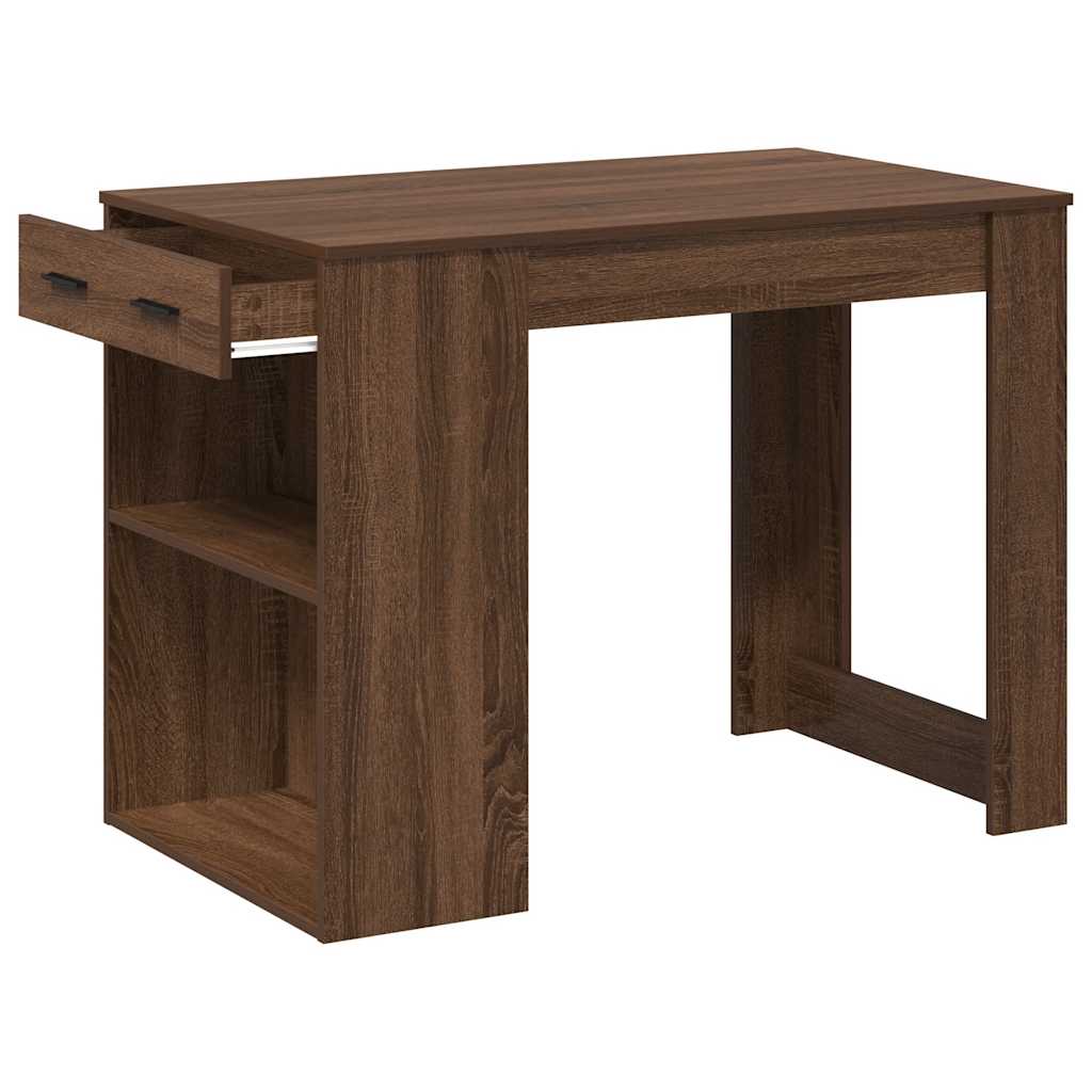 Bureau avec tiroir et étagère chêne marron bois d'ingénierie - XIOS