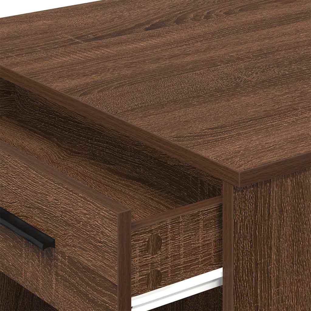 Bureau avec tiroir et étagère chêne marron bois d'ingénierie - XIOS