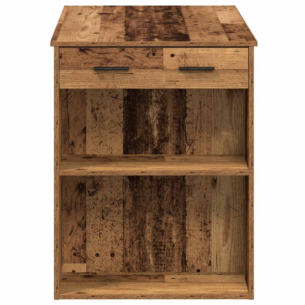 Bureau avec tiroir et étagère vieux bois bois d'ingénierie - XIOS