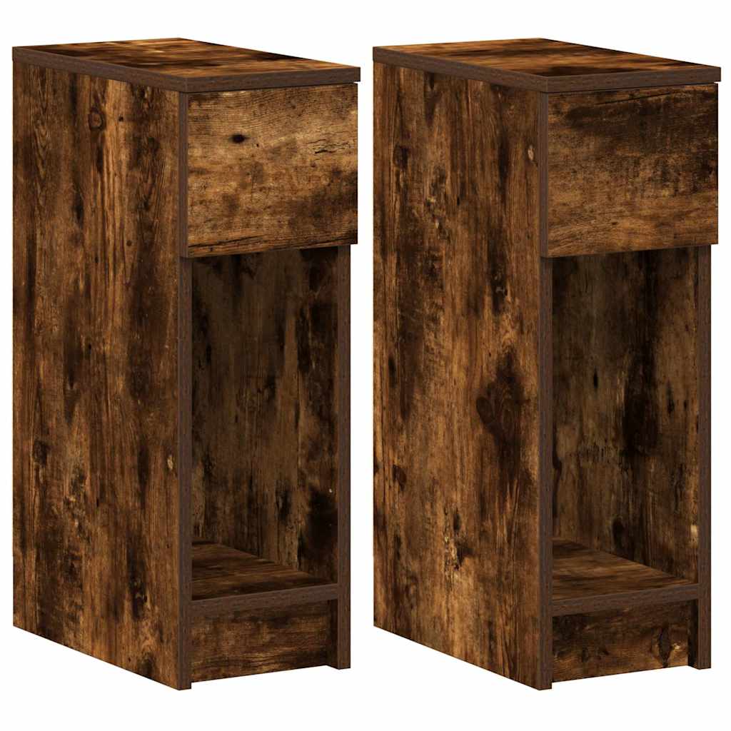 Tables de chevet avec tiroir 2 pcs chêne fumé 20x36x60 cm - XIOS
