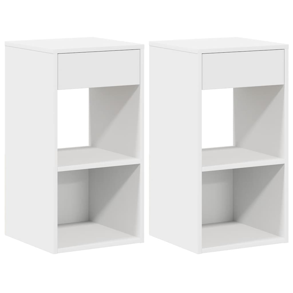 Tables de chevet avec tiroir 2 pcs blanc 35x34x66,5 cm - XIOS