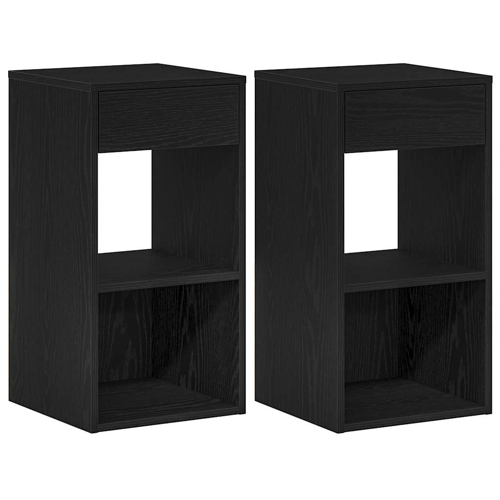 Tables de chevet avec tiroir 2 pcs chêne noir 35x34x66,5 cm - XIOS