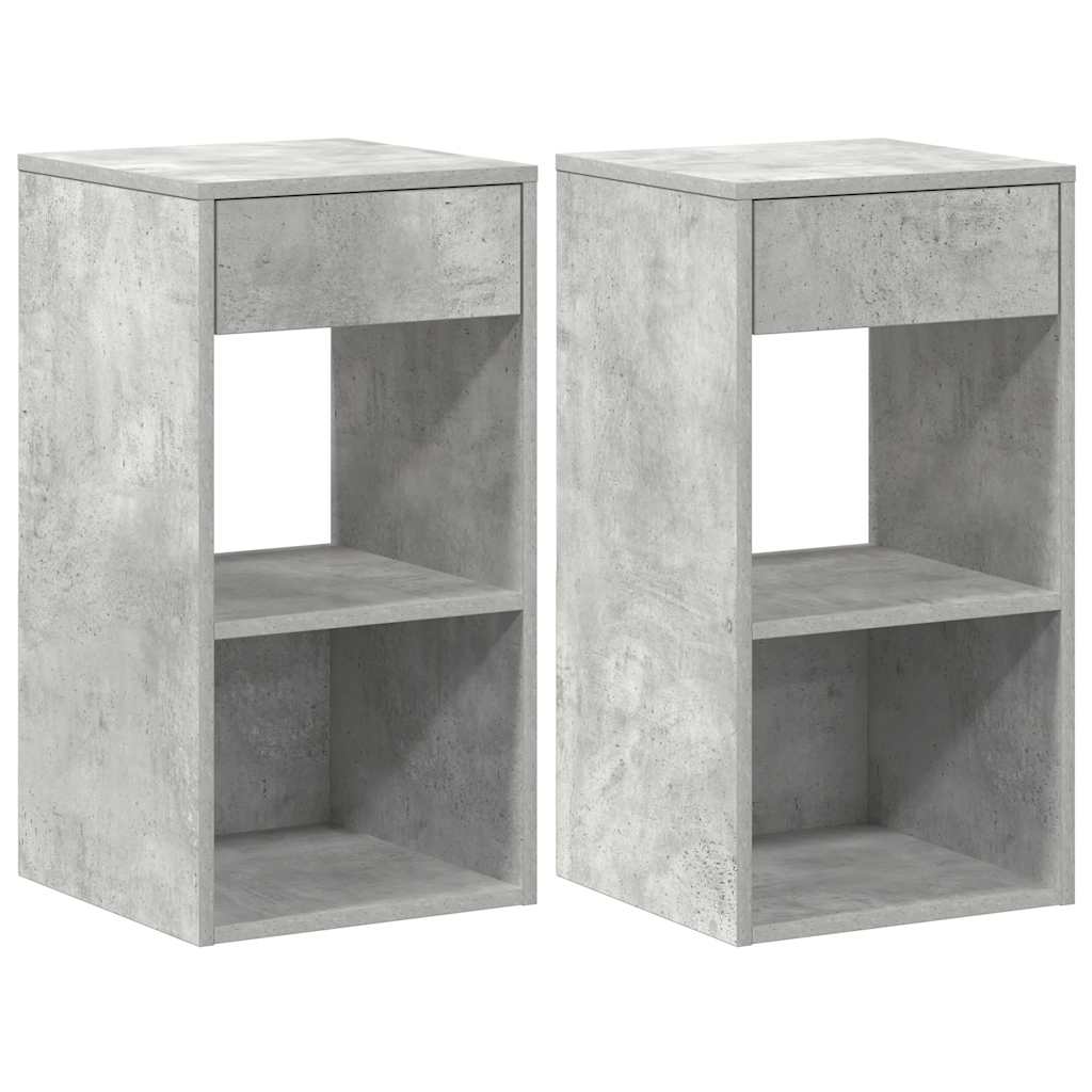 Tables de chevet avec tiroir 2 pcs gris béton 35x34x66,5 cm - XIOS