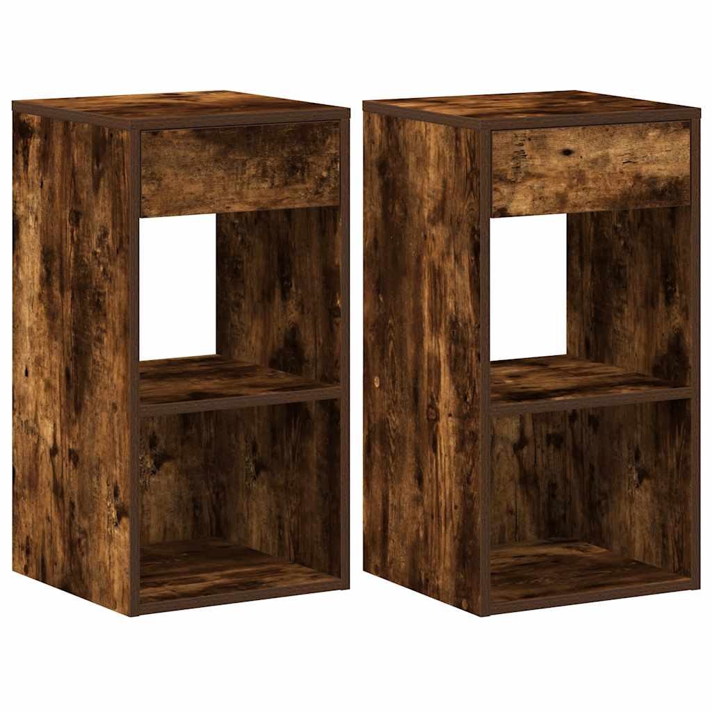 Tables de chevet avec tiroir 2 pcs chêne fumé 35x34x66,5 cm - XIOS