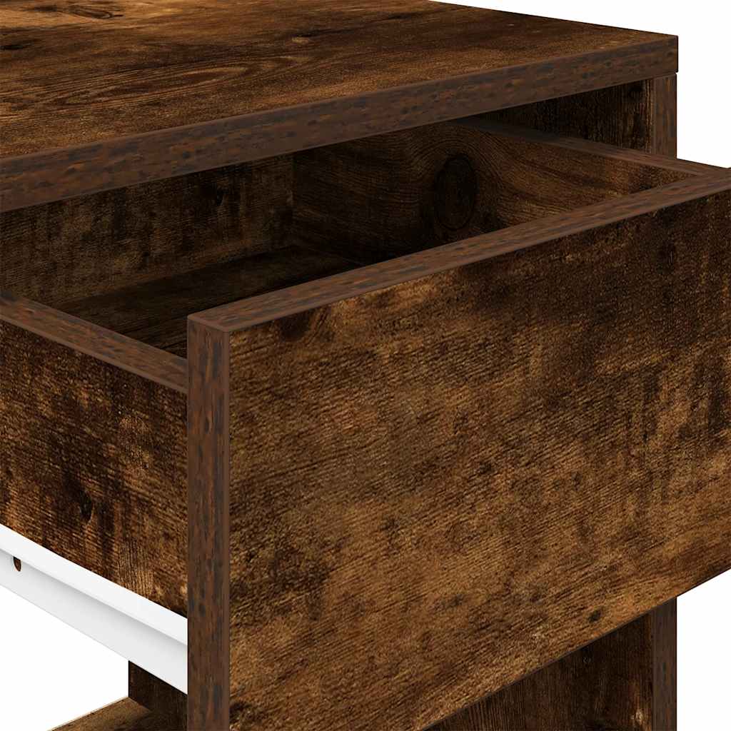 Tables de chevet avec tiroir 2 pcs chêne fumé 35x34x66,5 cm - XIOS