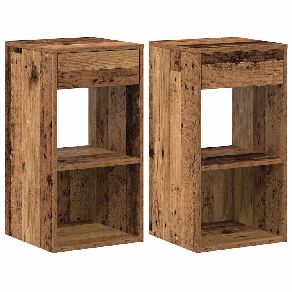 Tables de chevet avec tiroir 2 pcs vieux bois 35x34x66,5 cm - XIOS