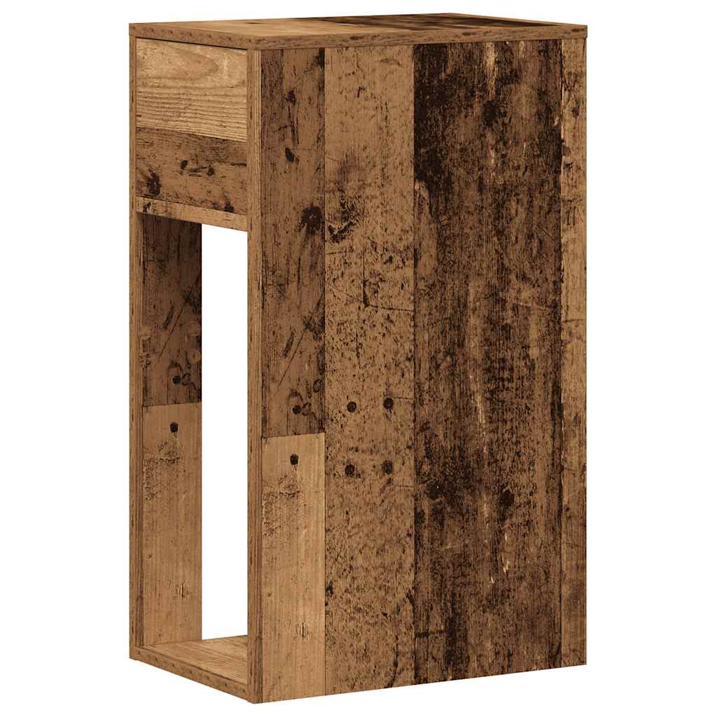Support de tour d'ordinateur avec tiroir vieux bois 30x44x74 cm - XIOS