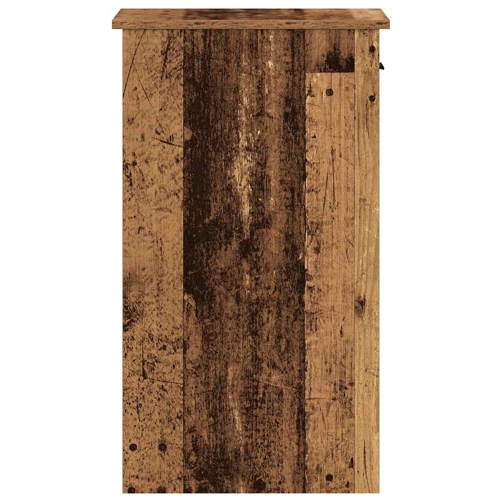 Support de tour d'ordinateur avec tiroir vieux bois 35x45x77 cm - XIOS
