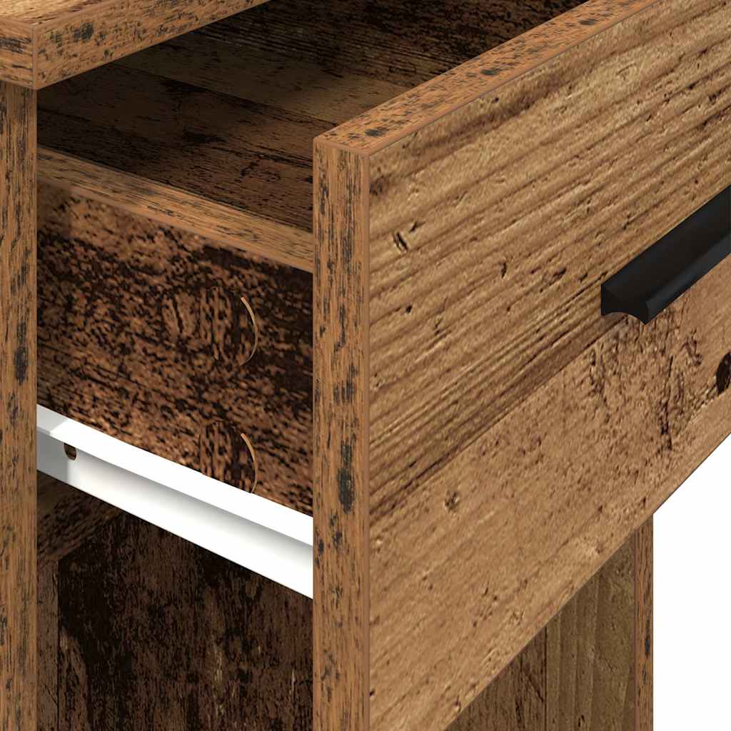 Support de tour d'ordinateur avec tiroir vieux bois 35x45x77 cm - XIOS