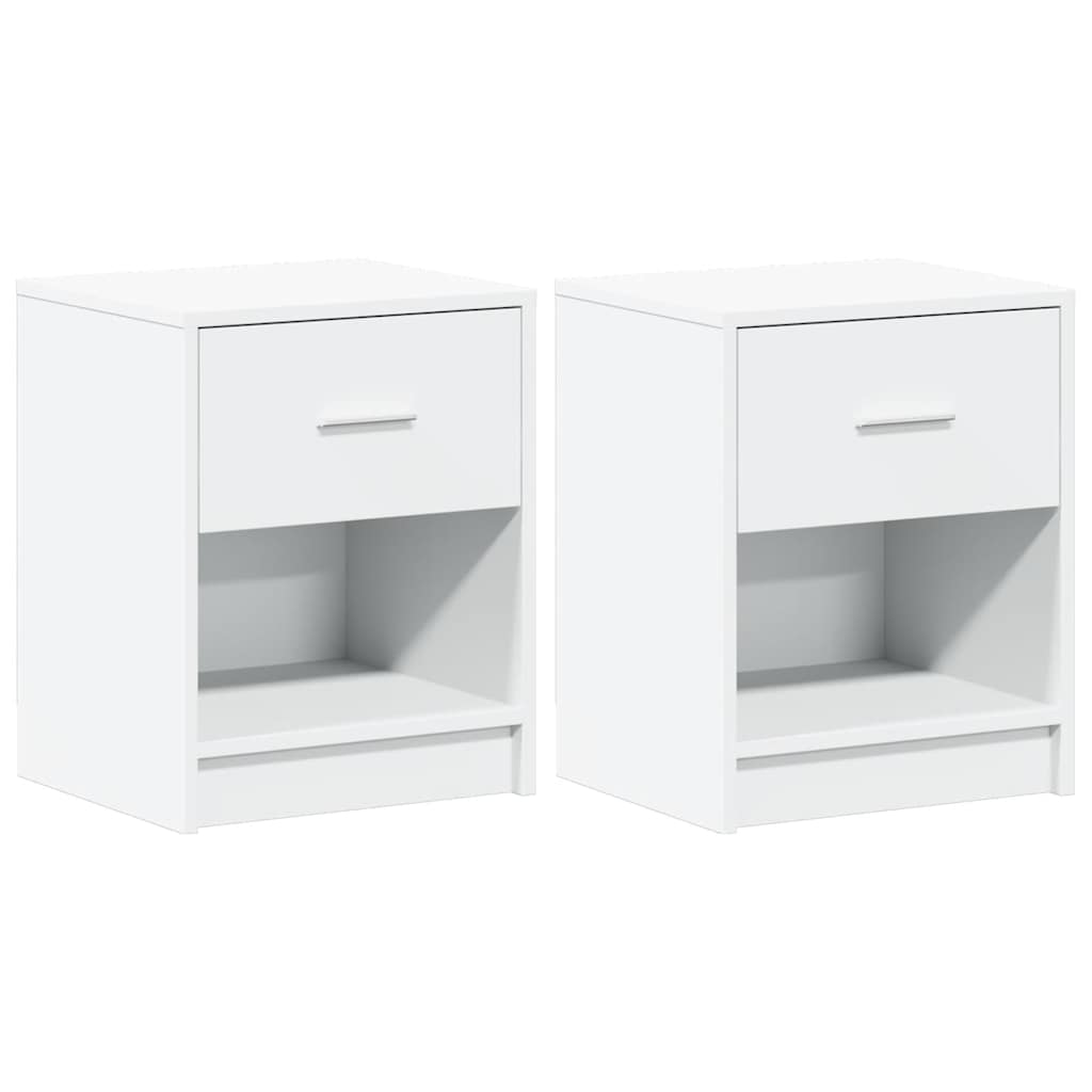 Tables de chevet 2 pcs avec tiroir Blanc 40x34x50 cm