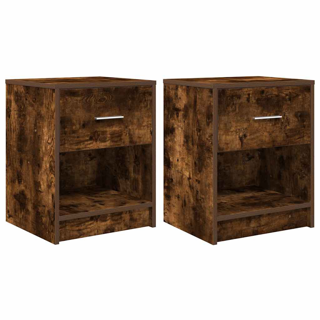 Tables de chevet 2 pcs avec tiroir chêne fumé 40x34x50 cm - XIOS