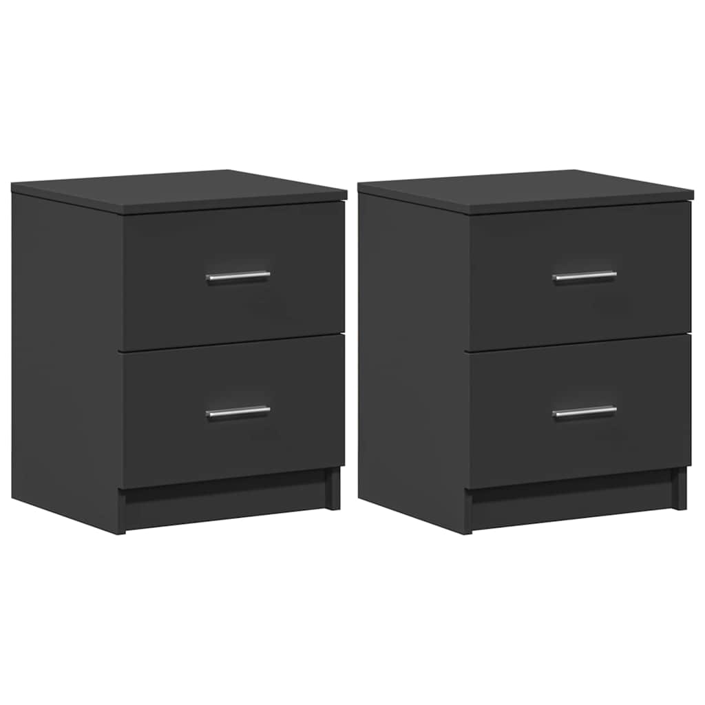 Tables de chevet (lot de 2) avec 2 tiroirs noires 40 x 36 x 50 cm - XIOS