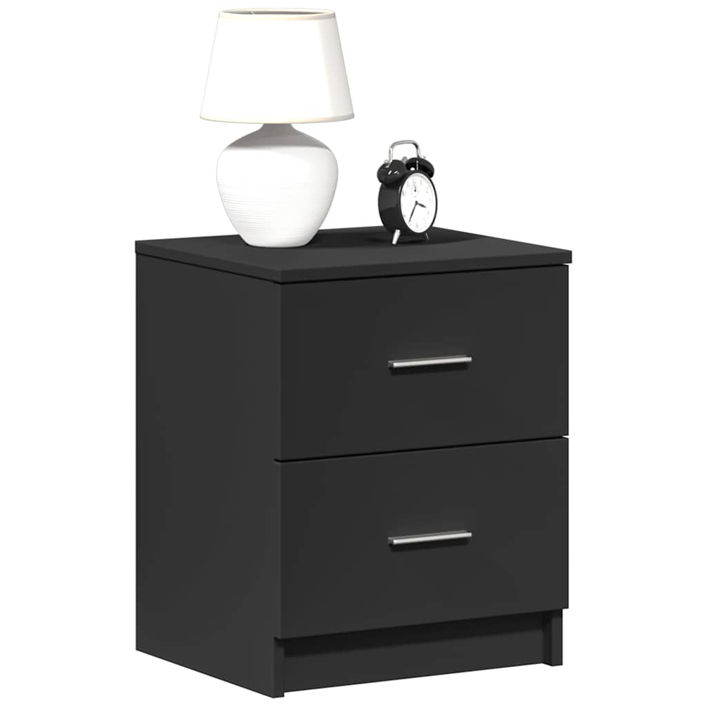 Tables de chevet (lot de 2) avec 2 tiroirs noires 40 x 36 x 50 cm - XIOS