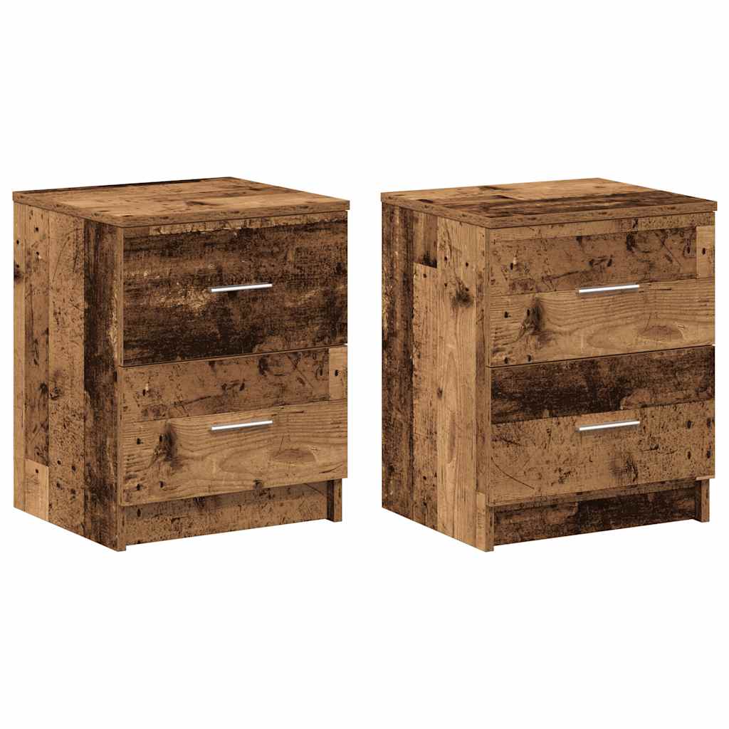 Tables de chevet (lot de 2) avec 2 tiroirs bois ancien 40 x 36 x 50 cm - XIOS