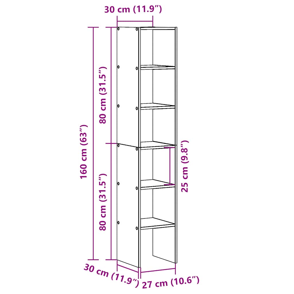 Bibliothèques 2 pcs empilable chêne fumé bois d'ingénierie - XIOS