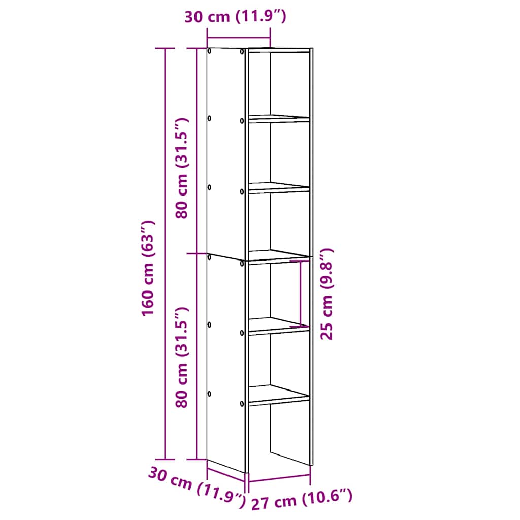 Bibliothèques 2 pcs empilable vieux bois bois d'ingénierie - XIOS