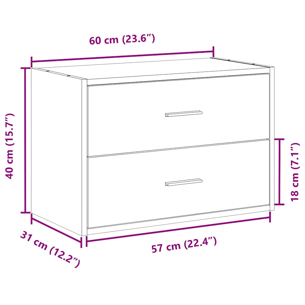 Armoire avec 2 tiroirs blanc 60x31x40 cm bois d'ingénierie - XIOS