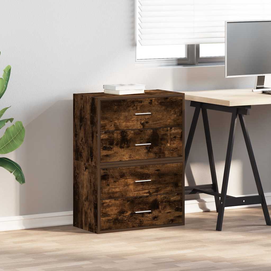 Armoires avec 2 tiroirs 2 pcs chêne fumé bois d'ingénierie - XIOS