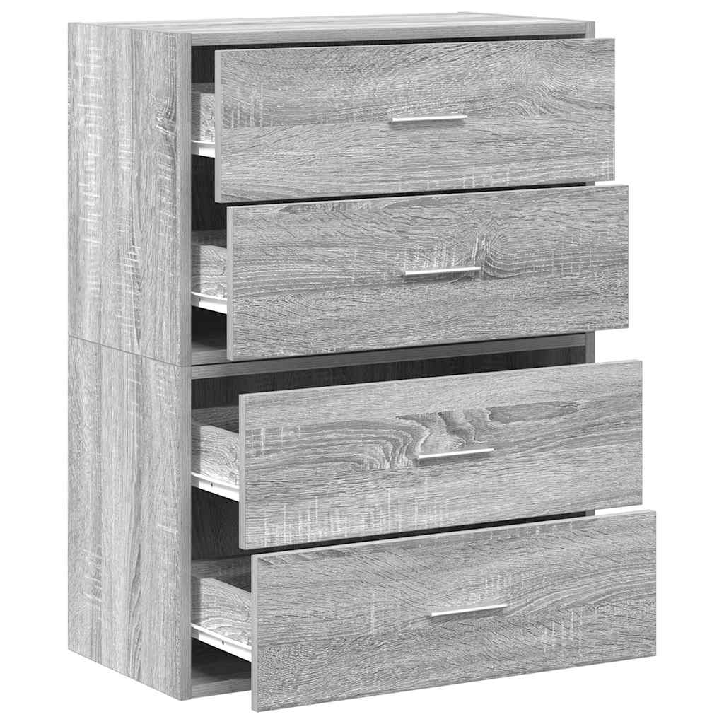 Armoires avec 2 tiroirs 2 pcs sonoma gris bois d'ingénierie - XIOS