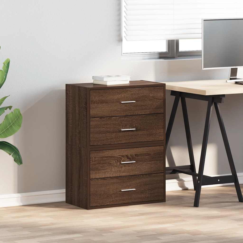 Armoires avec 2 tiroirs 2 pcs chêne marron bois d'ingénierie - XIOS