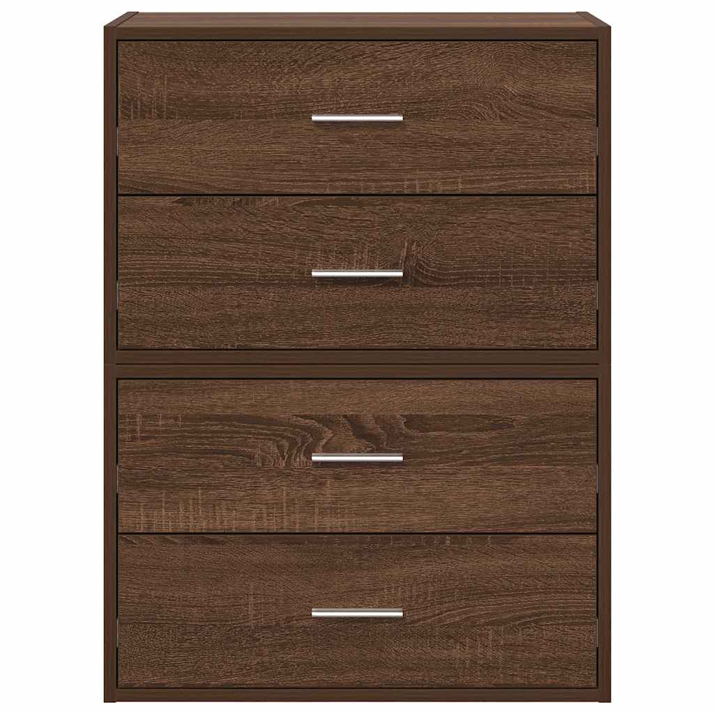 Armoires avec 2 tiroirs 2 pcs chêne marron bois d'ingénierie - XIOS