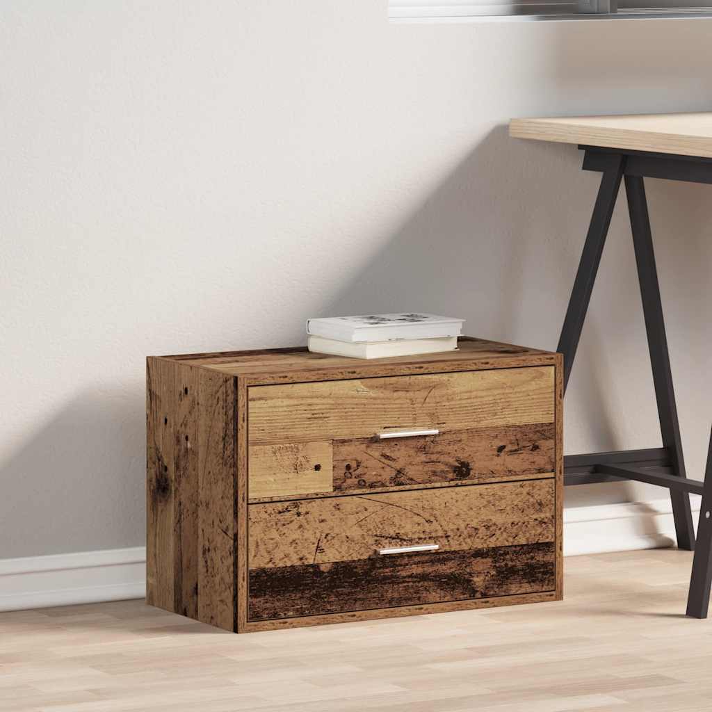 Armoire avec 2 tiroirs vieux bois 60x31x40 cm bois d'ingénierie - XIOS