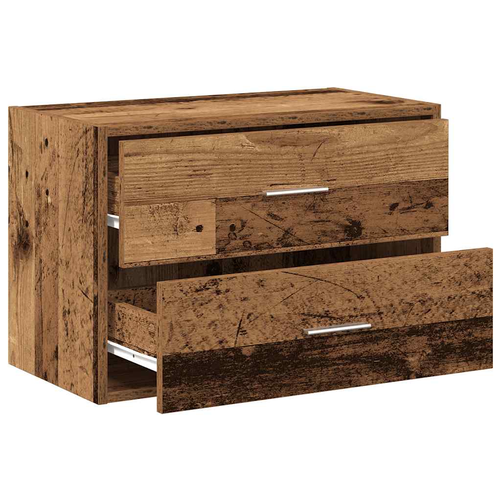 Armoire avec 2 tiroirs vieux bois 60x31x40 cm bois d'ingénierie - XIOS