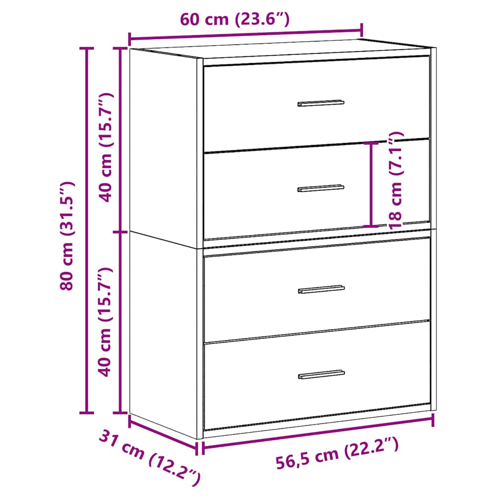 Armoires avec 2 tiroirs 2 pcs vieux bois bois d'ingénierie - XIOS