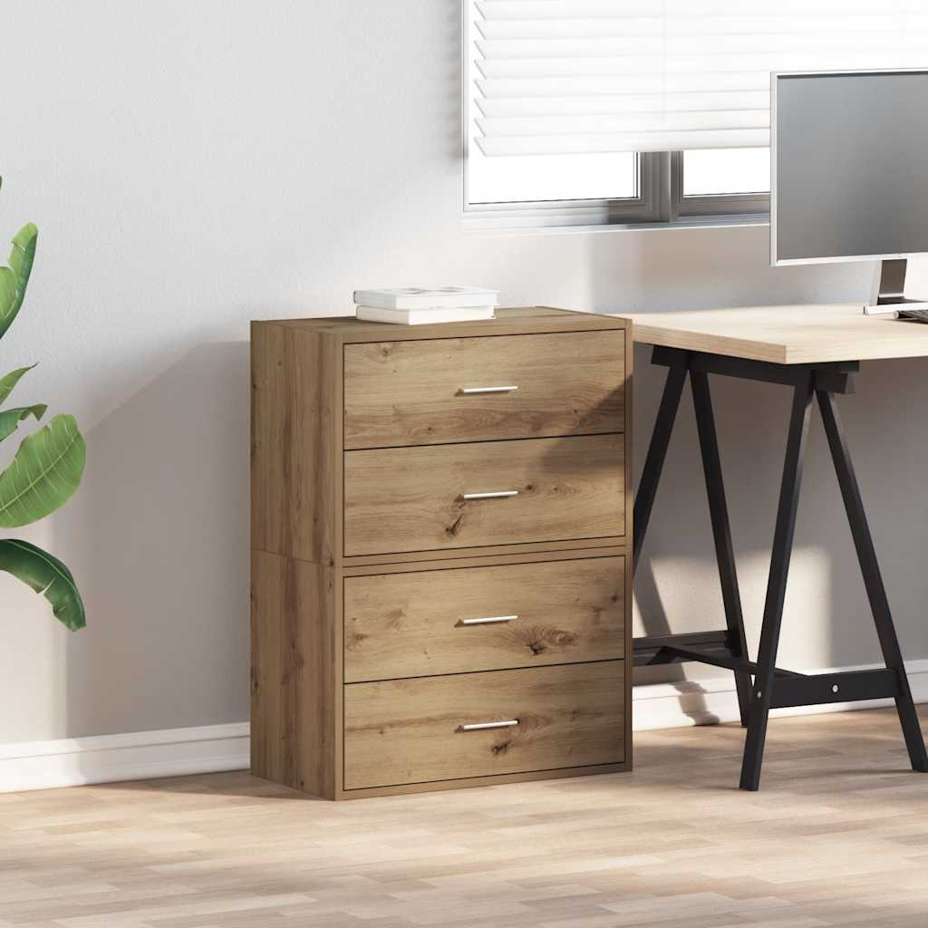 Armoires avec 2 tiroirs 2 pcs chêne artisanal bois d'ingénierie - XIOS