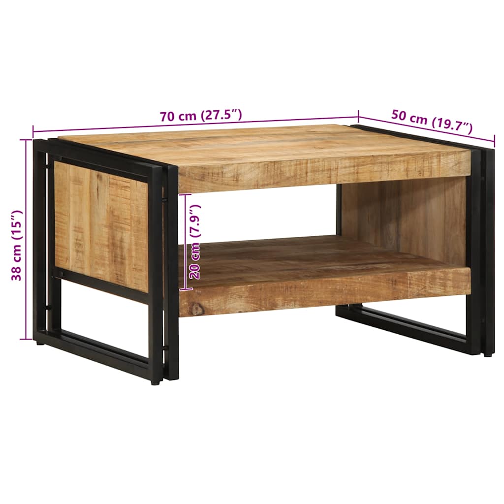 Table basse 70x50x38 cm bois de manguier massif brut - XIOS