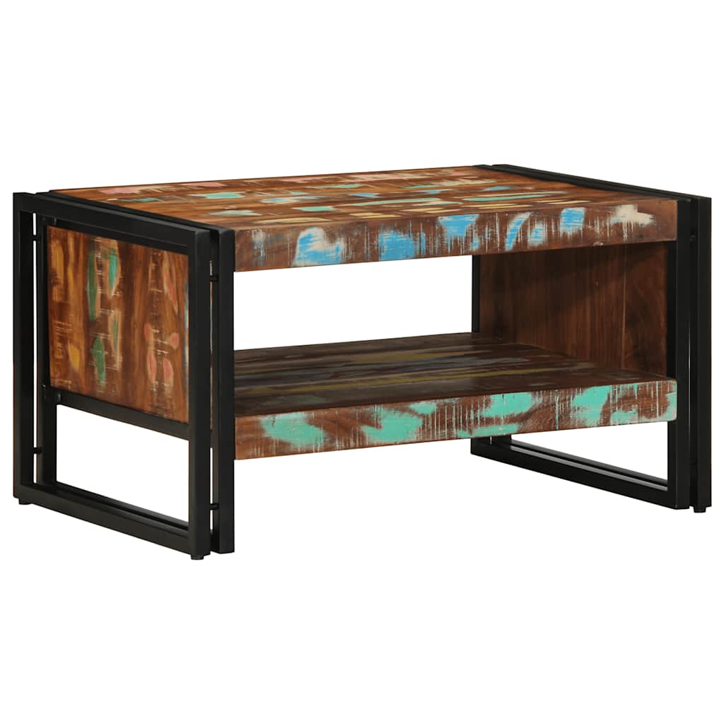 Table basse multicolore 70x50x38 cm bois de récupération massif - XIOS