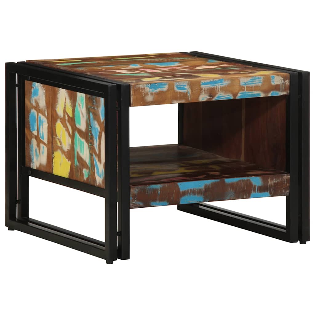 Table basse multicolore 50x50x38 cm bois de récupération massif - XIOS