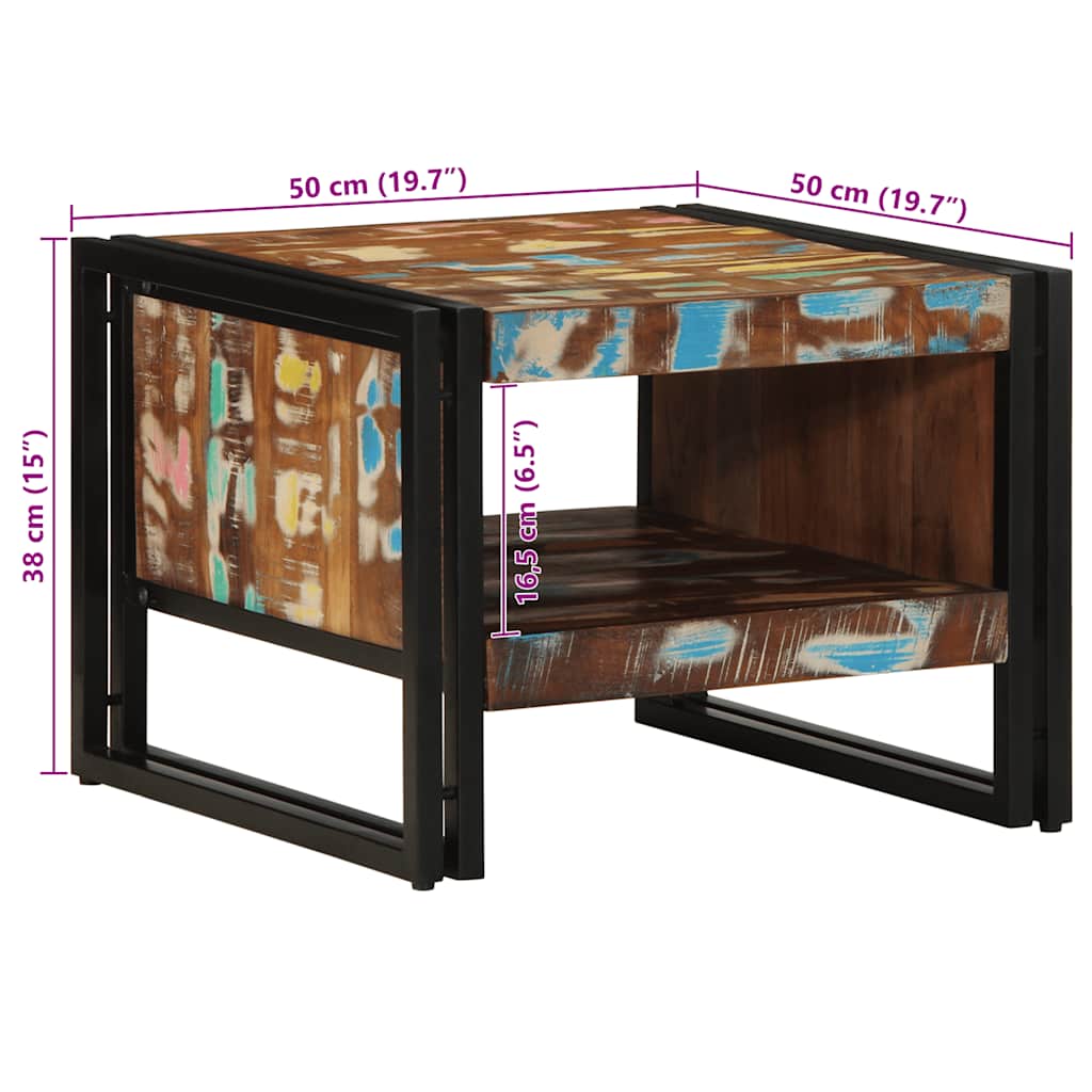 Table basse multicolore 50x50x38 cm bois de récupération massif - XIOS